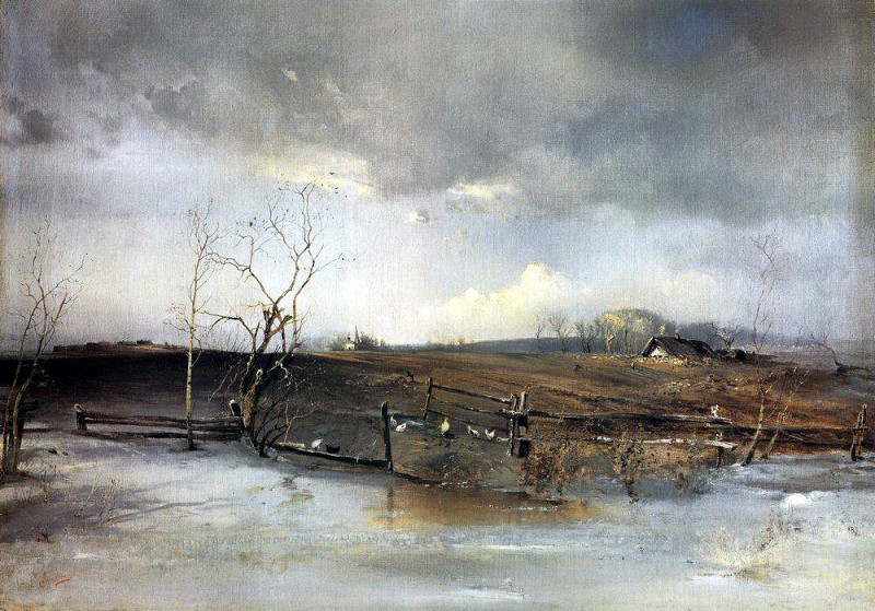 Картина "Весна. Огороды" (1893 год) - одна из последних работ Саврасова