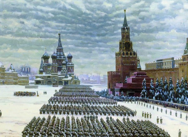 Картину "Парад на Красной площади 7 ноября 1941 года" можно увидеть в Третьяковской галерее